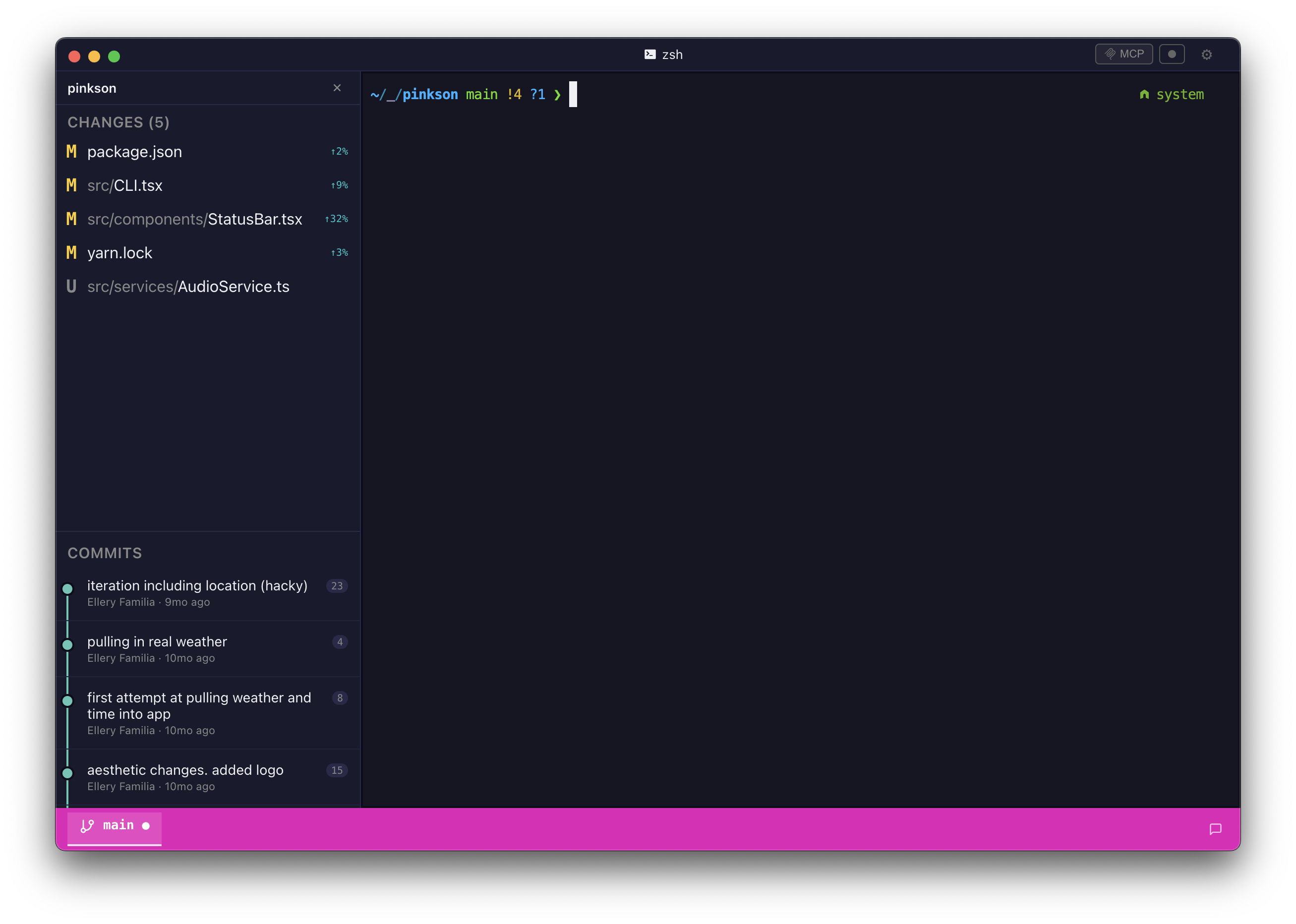 Git sidebar and diff view
